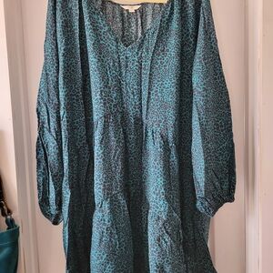Teal Leopard Print Dress